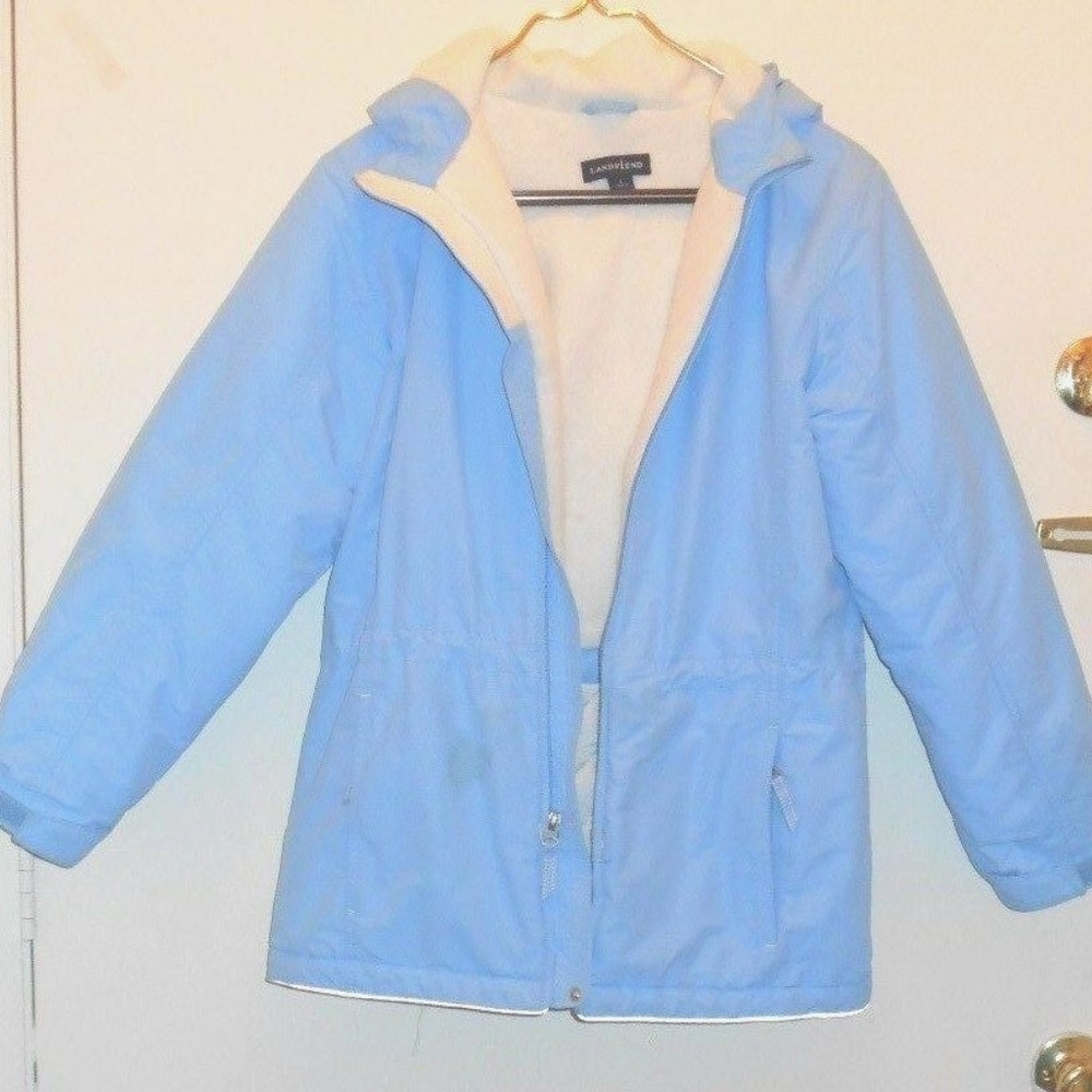Vintage Thick Light Blue Hooded Lined Jacket Coat